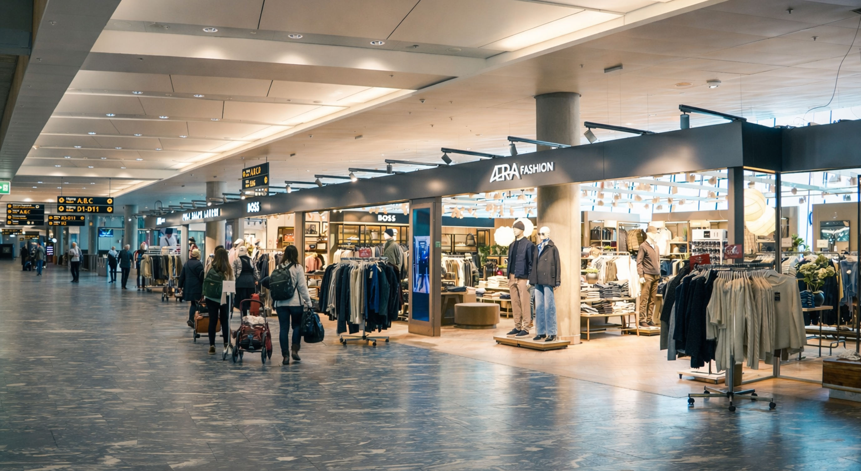 Display of Eton shirts, ties, and bags in a stylish retail store setting, showcasing neatly organized clothing and accessories on wooden shelves