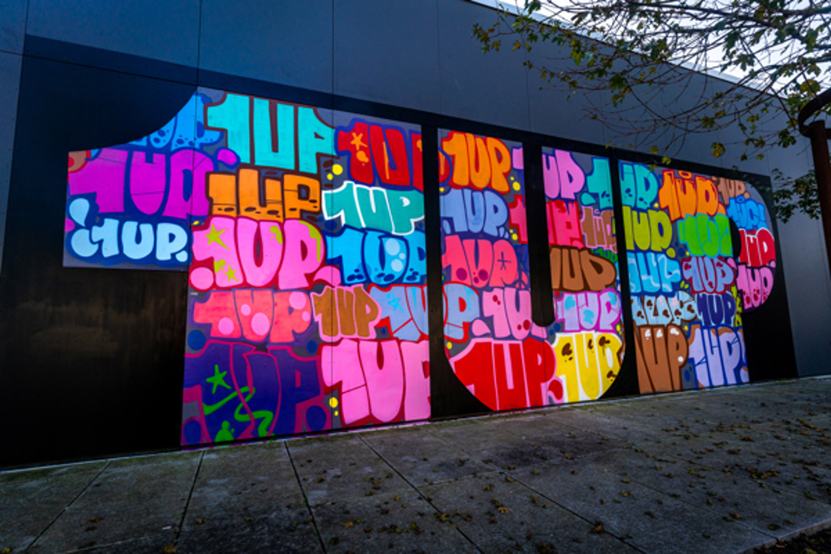 Cool and modern art is painted with a jagged pattern on the outside of the terminal building